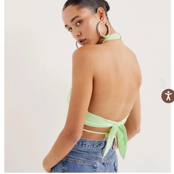 For Love & Lemons Rana Cross Front Tank in Green - Picture 3 of 5